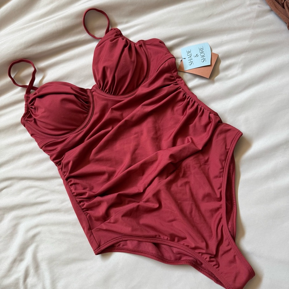 Shade & Shore Burgundy Swimsuit